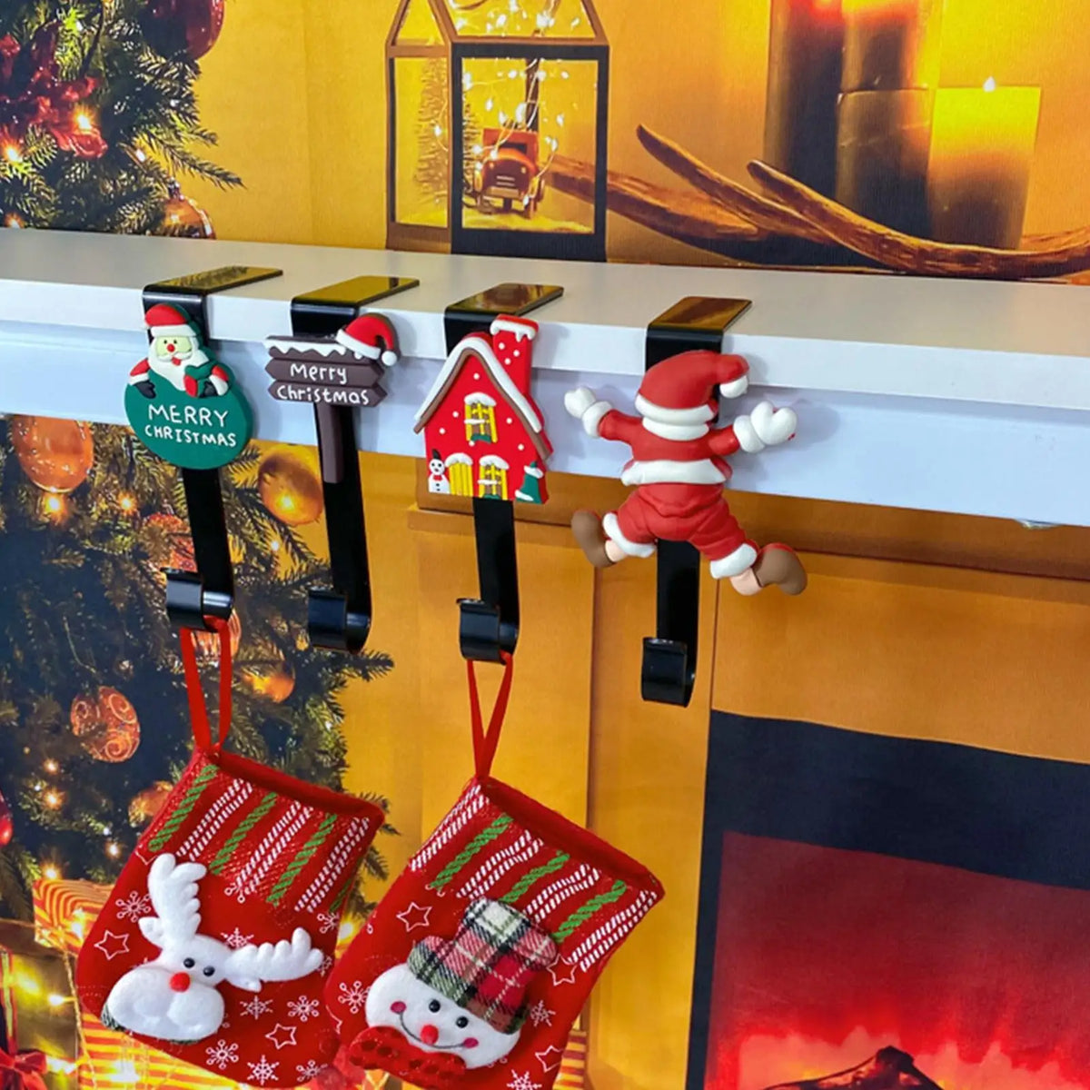 Christmas Stocking Holders for Mantle – No Drill Hooks Mantle Stocking Hooks Qme