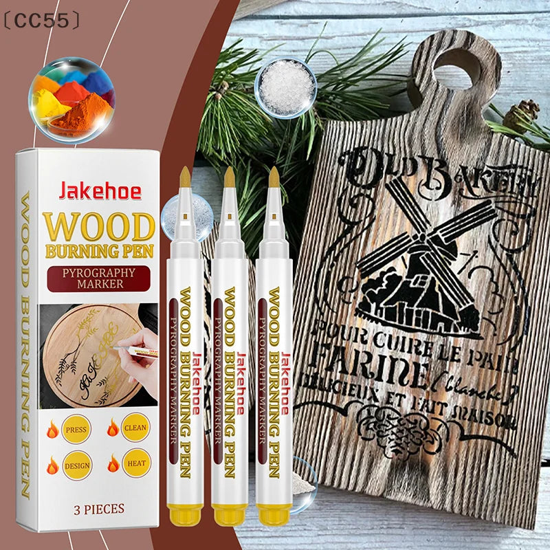 3-Pack Wood Burning Scorch Marker Pens – Heat Activated Wood Burning Markers Qst