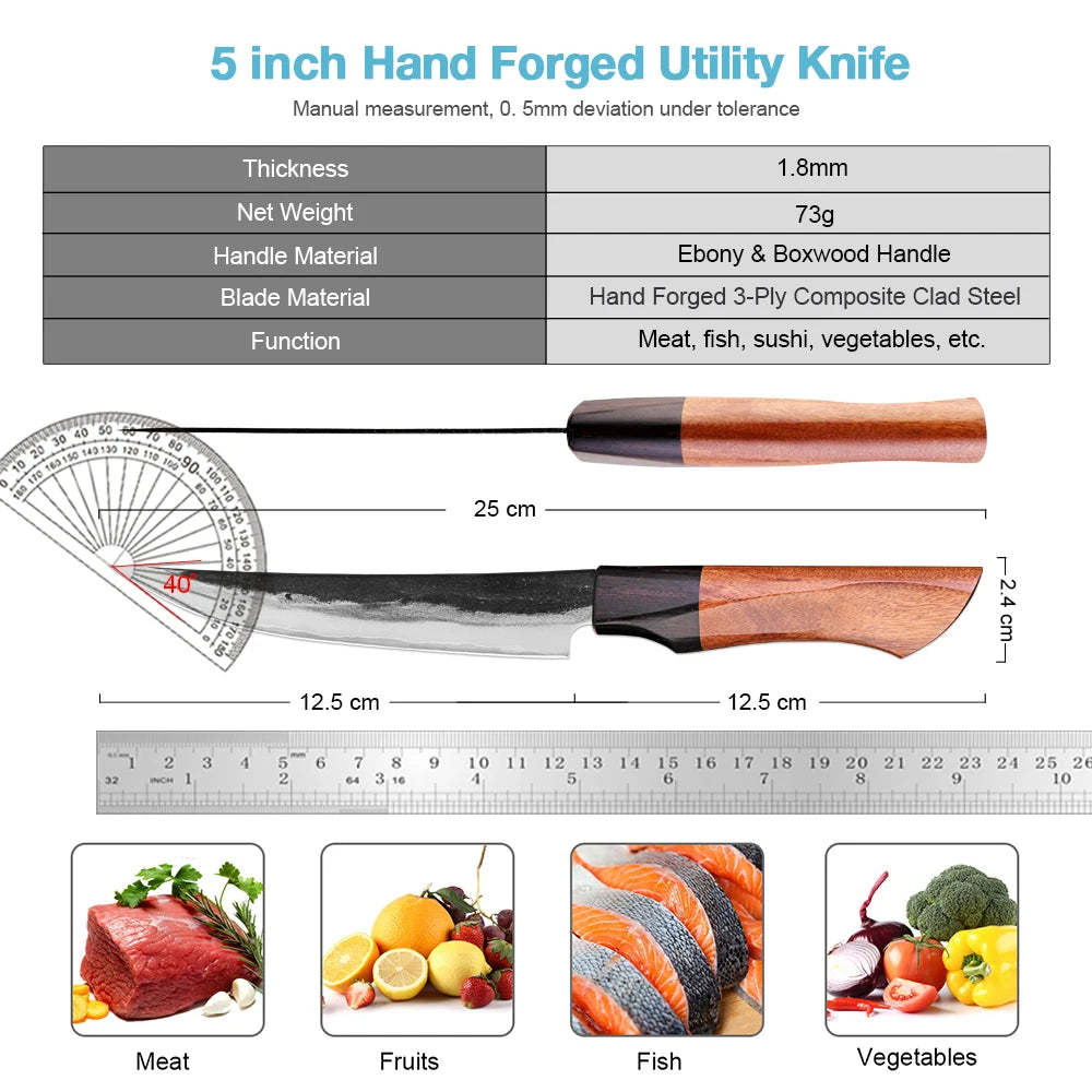 XITUO Forged 3-Layer Clad Steel Utility Paring Knife Utility Paring Knife Qst