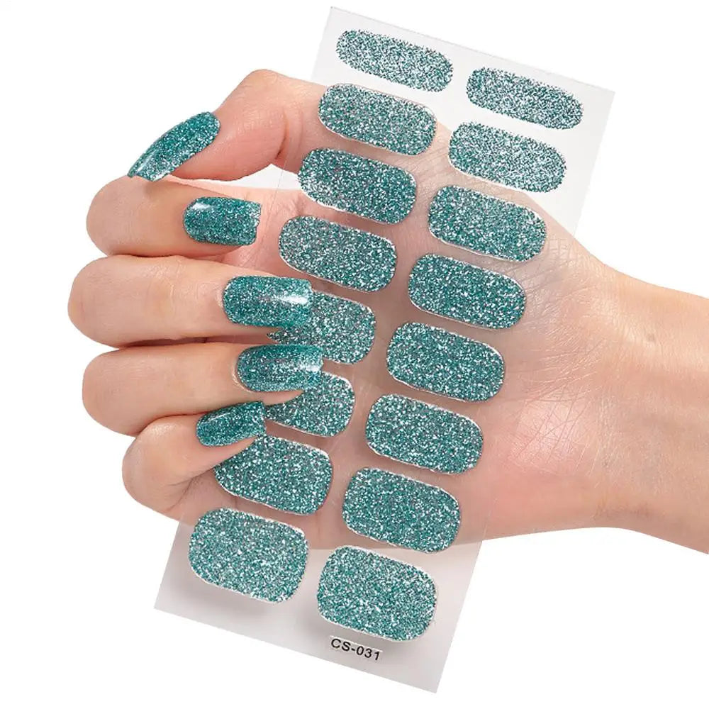 Glitter Full Cover Nail Polish Strips – 16 Tips, 5 Colors Nail Polish Strips Qme 03