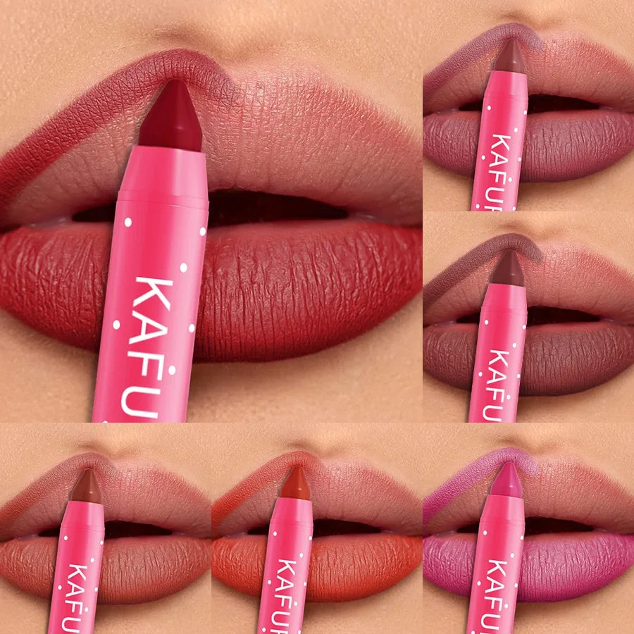 15-Color Waterproof Matte Lip Liner Pencil & Tint | Qme Lip Liner Pencil Qme