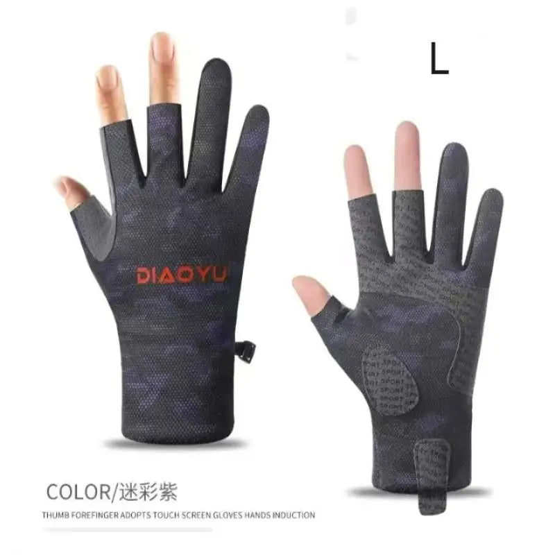 Three-Finger Cut Fishing Gloves – Anti-Slip, All-Season Fishing Gloves Qst L Purple