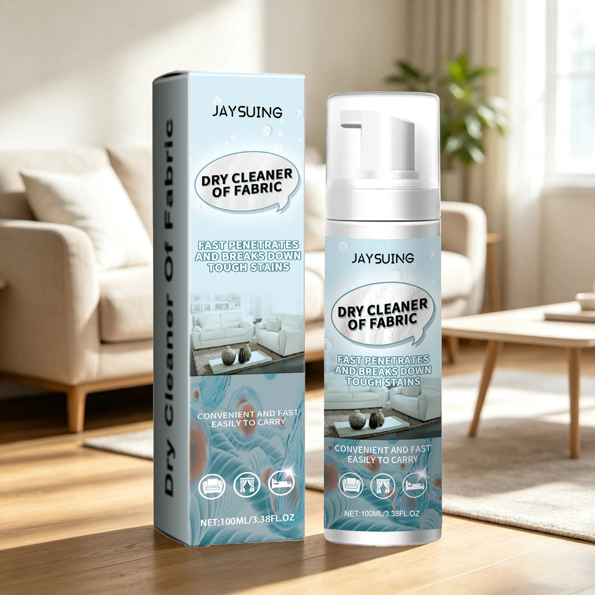 Jaysuing 100ml Fabric Bubble Cleaner – Water-Free Foam Cleaner Fabric Foam Cleaner Qst