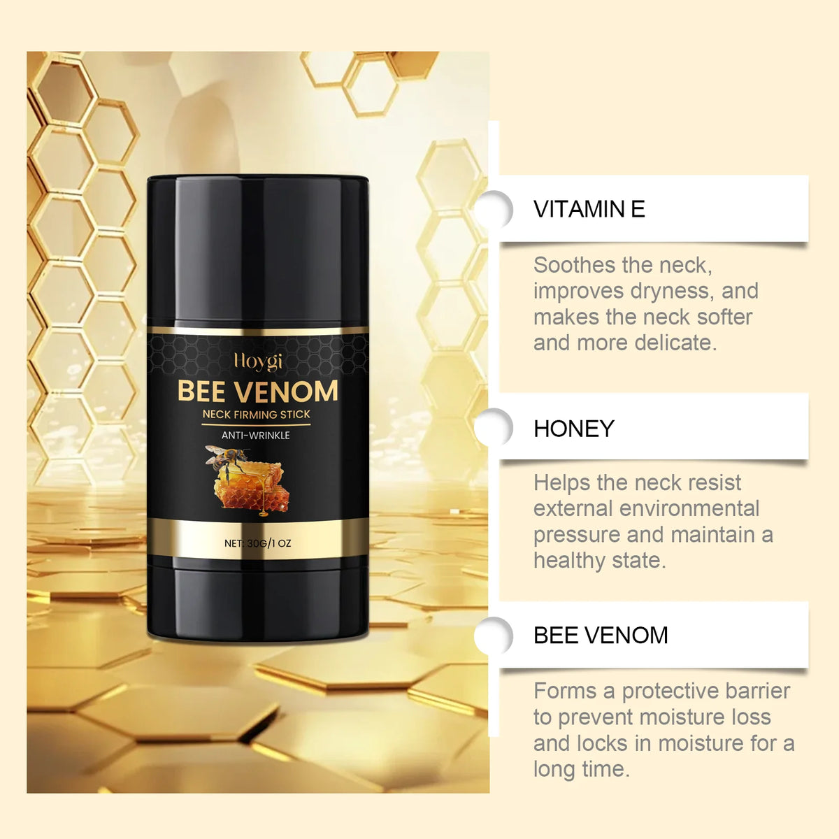 Hoygi Bee Venom Neck Firming Stick – Moisturizing Neck Cream Neck Firming Cream Qst