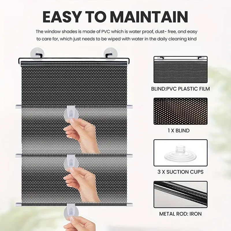 Portable Retractable Roller Shade with Suction Cups – Car & Home Car Window Shade Qme