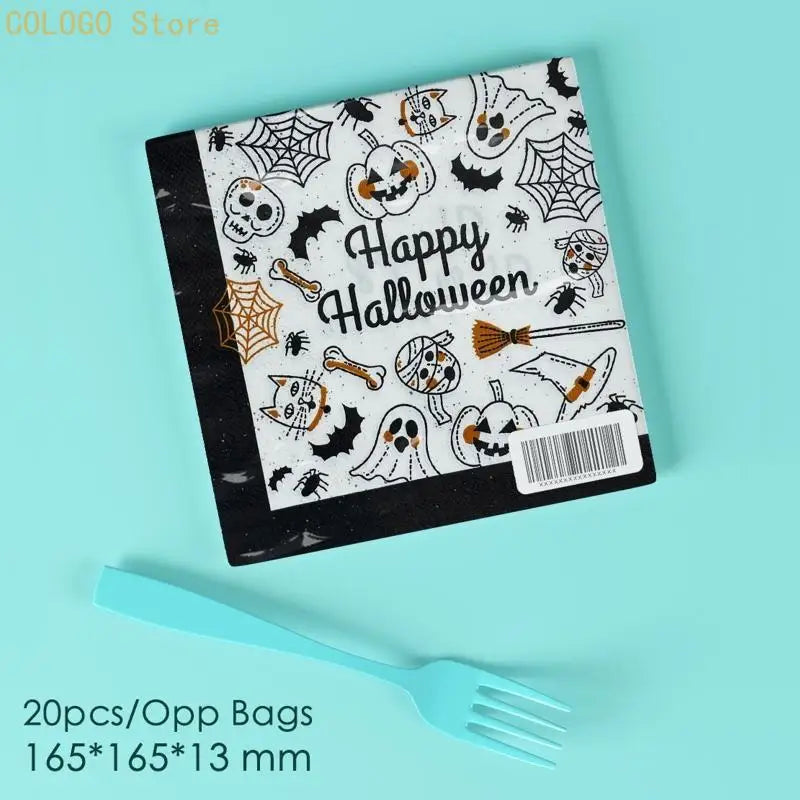 Halloween Paper Napkins Disposable Party Tableware – 20 Pack Disposable Party Napkins Qme