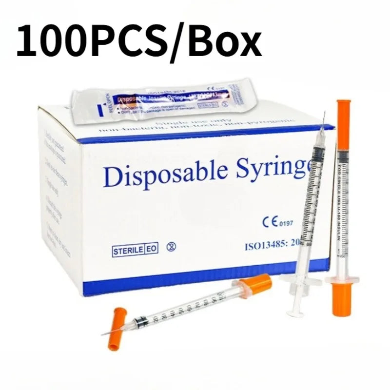 Disposable Insulin Syringes 0.5ml 1ml – 100 Pack, Animal & Lab Veterinary Syringes Qst 1ml 31G-6mm-100PCS