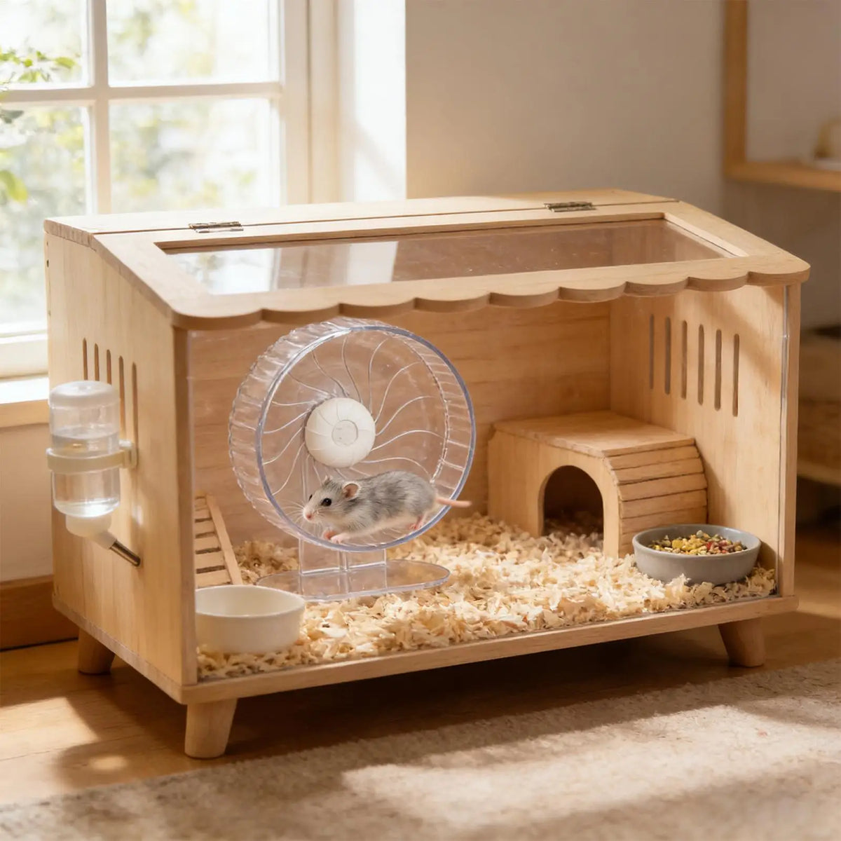 Silent Hamster Wheel – Adjustable Height Habitat Accessory Small Pet Exercise Wheel Qme