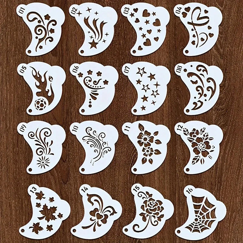 16-Piece Face Painting Stencils & Eyebrow Template DIY Kit Face Painting Stencil Kit Qme