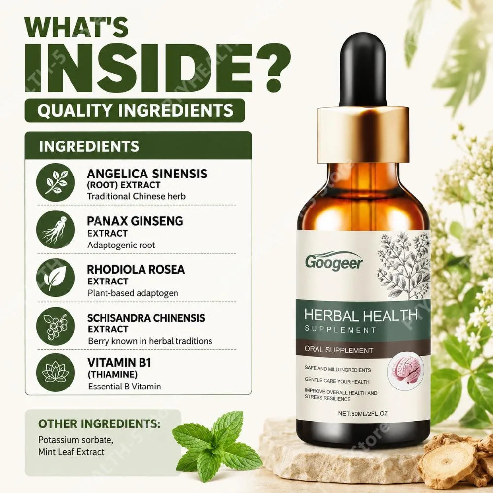 Googeer Herbal Supplement Drops – Vitamin B1 & Gluconolactone 59ml Herbal Supplement Drops Qst