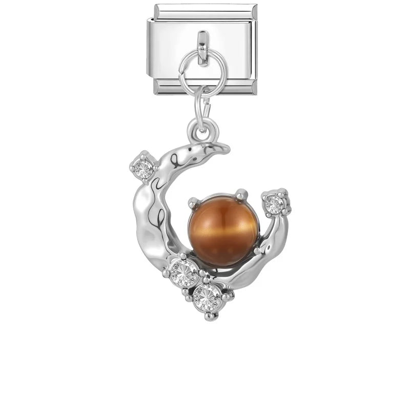 Zircon Crystal Italian Charm Link – Stainless Steel Bracelet Charm Bracelet Link Qme Style 3