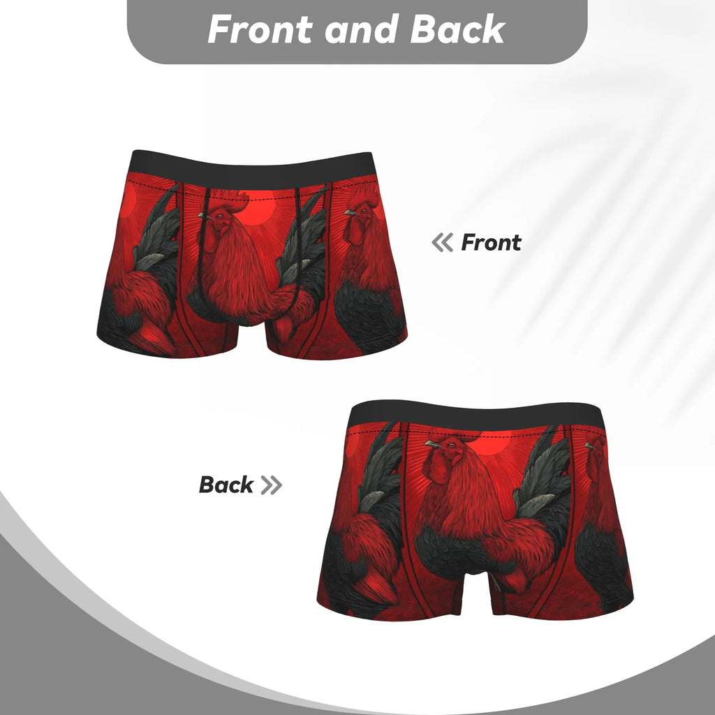 Men's Rooster Vintage Print Boxer Trunks – Soft Stretch Briefs Men's Boxer Trunks Qst