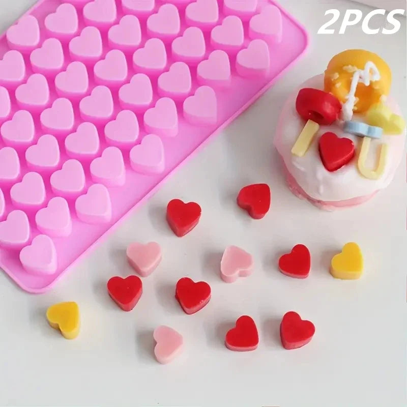 55 Mini Heart Silicone Mold – Chocolate, Candy, Ice & Soap Silicone Baking Mold Qme