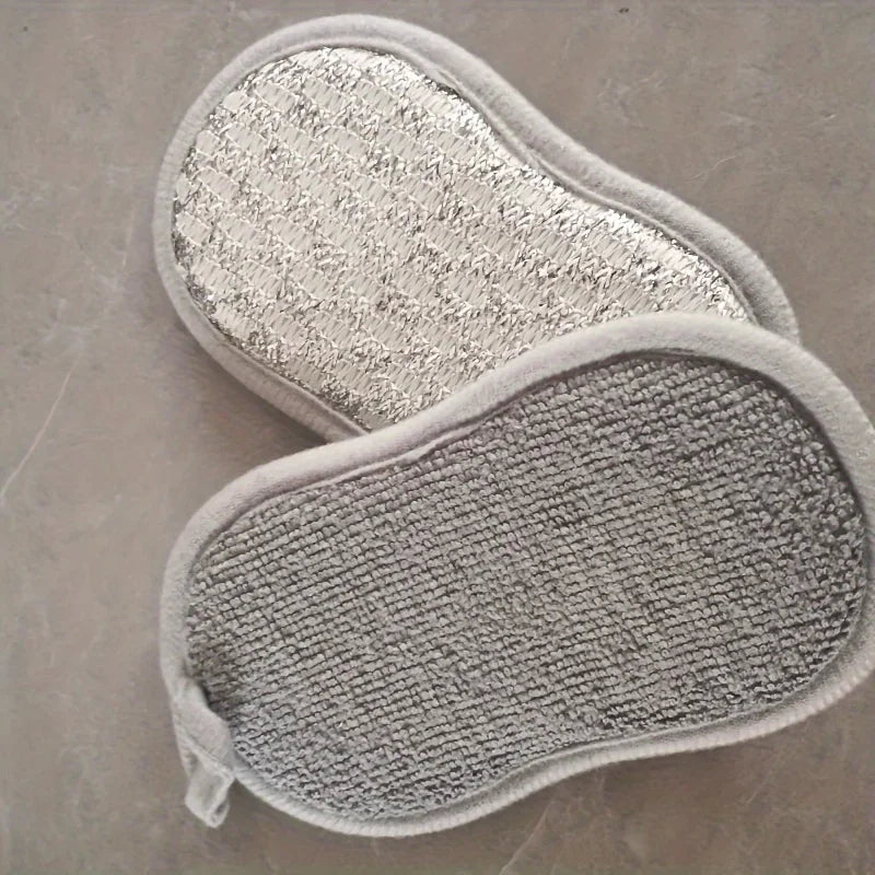 Double-Sided Silver Wire Sponge Block – Reusable Kitchen Scrubber Kitchen Sponge Scrubber Qme