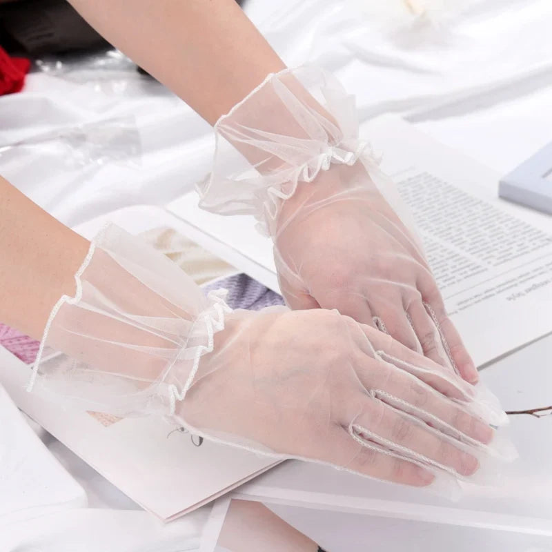 Women's Transparent Lace Mesh Gloves – Sheer Fashion Driving Gloves Lace Fashion Gloves Qme