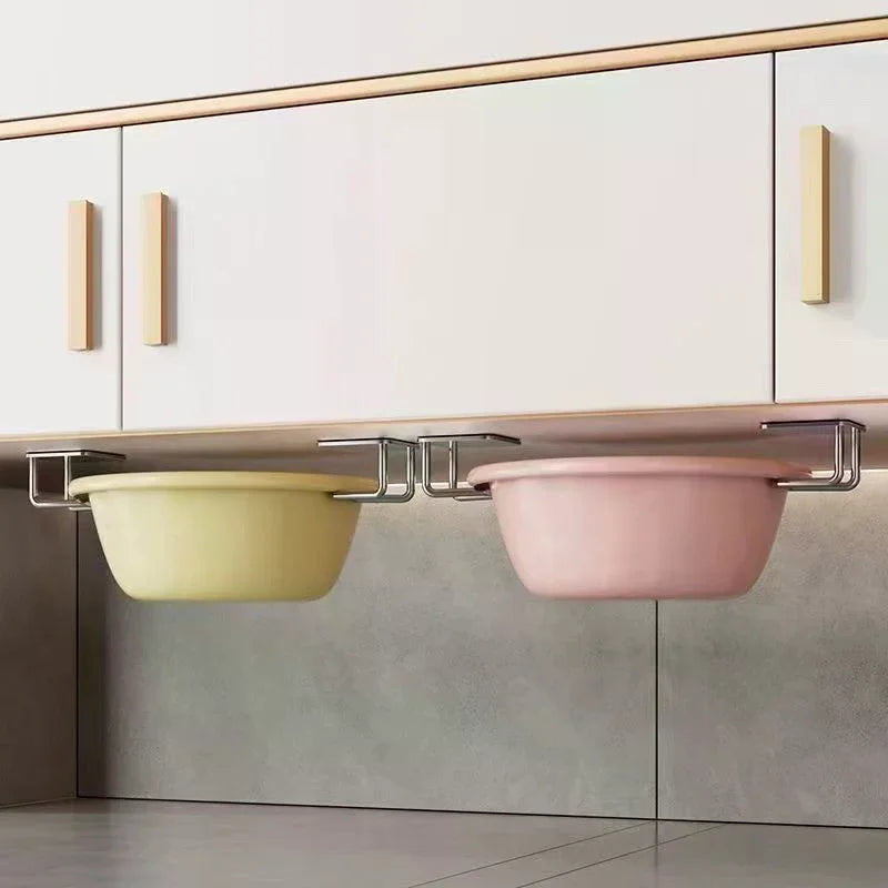No-Drill Stainless Steel Basin Hook Bathroom Storage Rack Basin Hook Rack Qme
