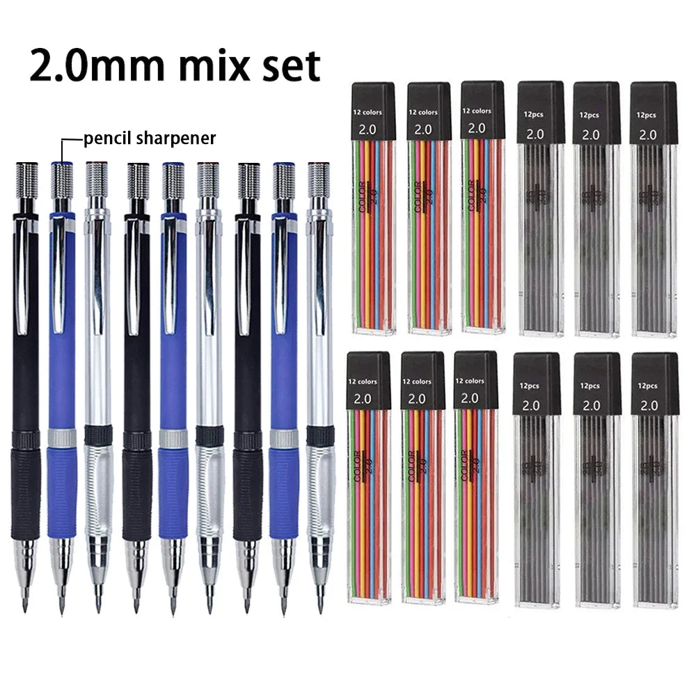 21-Piece Mechanical Pencil Set with Colored & Black Refills Mechanical Pencil Set Qme 21 Pcs Mix Set