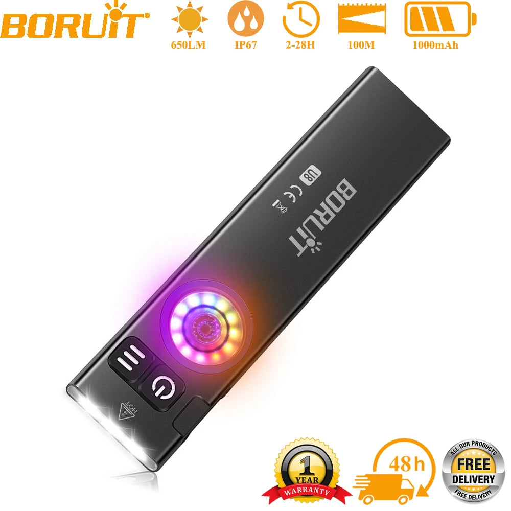 BORUiT U8 650LM EDC Flashlight – USB-C Rechargeable, IP67 LED EDC Flashlight Qst