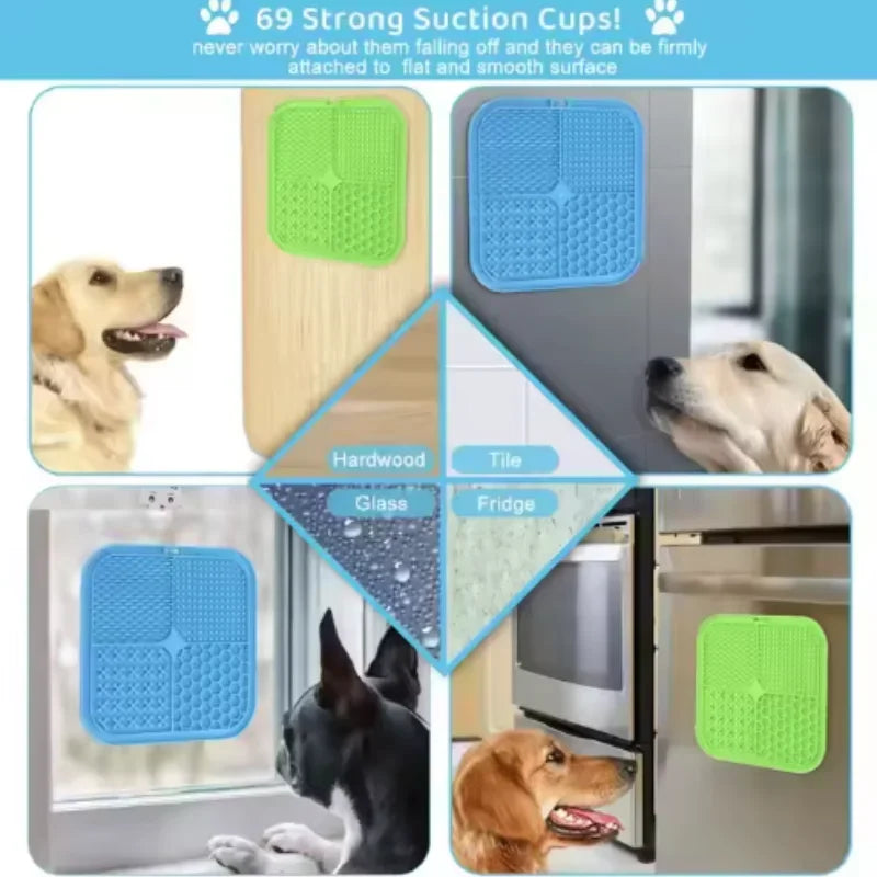 Silicone Dog Licking Mat – Slow Feeder with Suction Cup Dog Slow Feeder Mat Qst