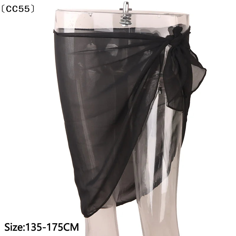 Chiffon Beach Sarong Wrap Skirt – Women's Swimwear Cover Up Swimwear Cover Up Qst
