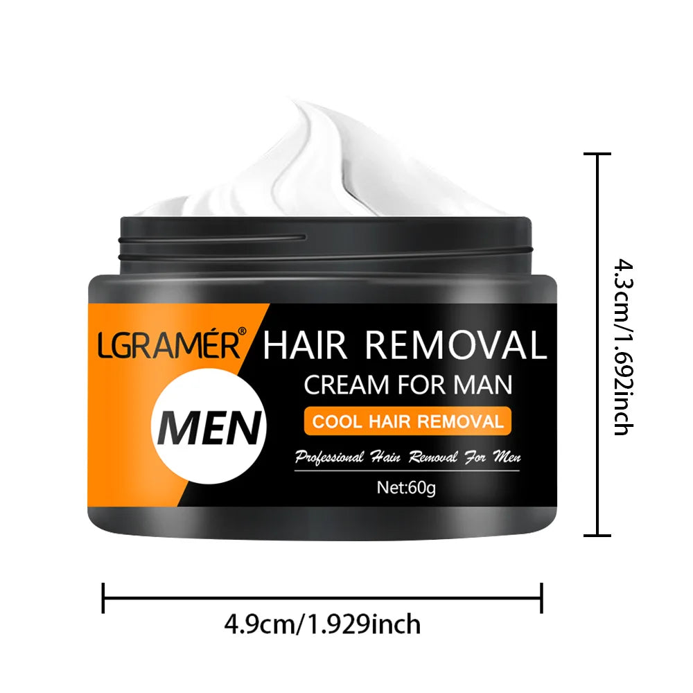 LGRAMER Men's Hair Removal Cream – Body Depilatory 60g Hair Removal Cream Qst