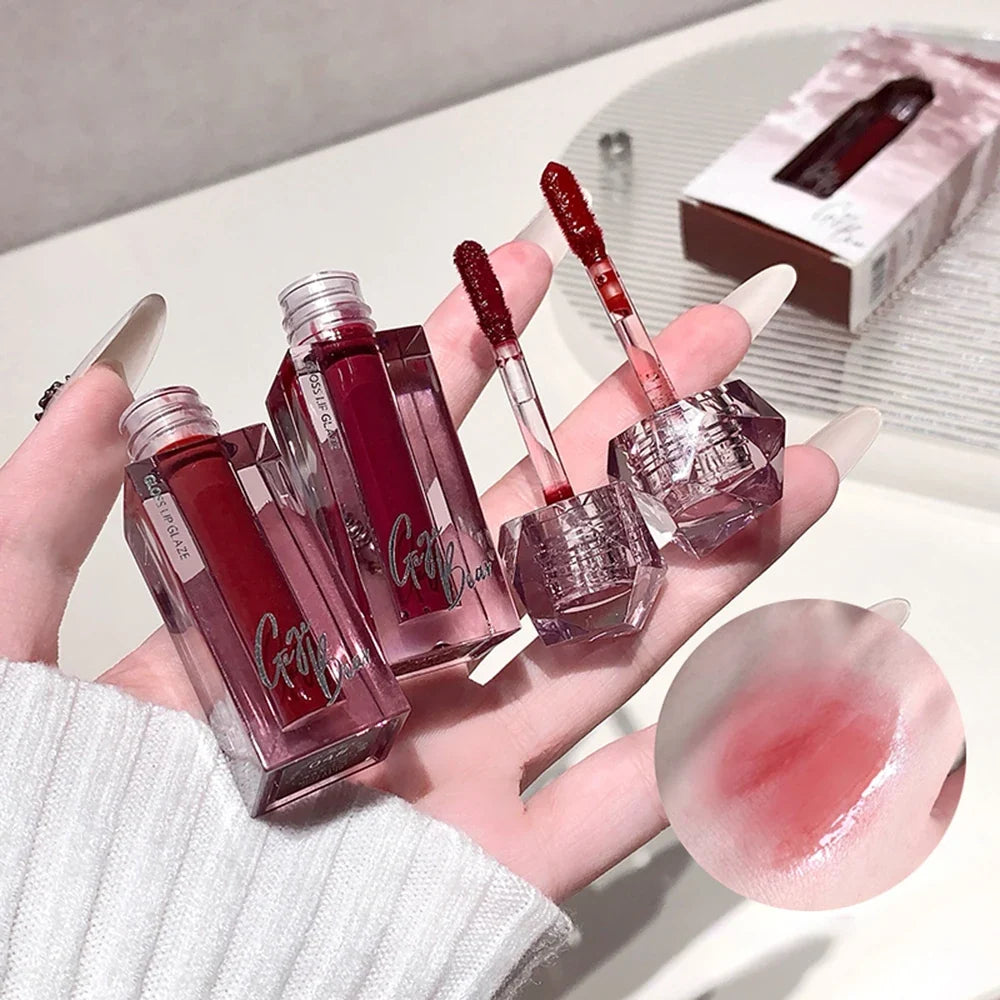 Gege Bear Mirror Lip Glaze – Shimmering Watery Gloss 6 Shades Shimmer Lip Gloss Qme