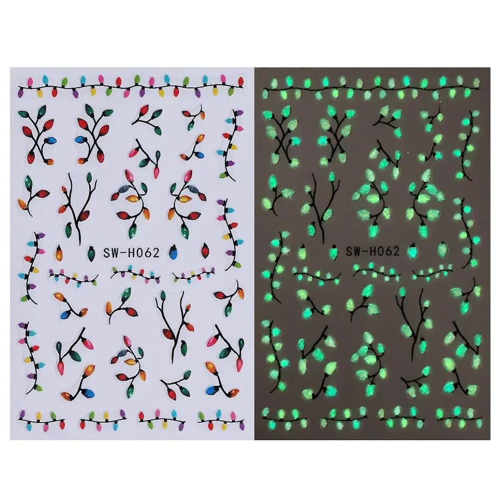 Glow-in-the-Dark Christmas Nail Art Stickers – Stars & Trees Nail Art Stickers Qme A China