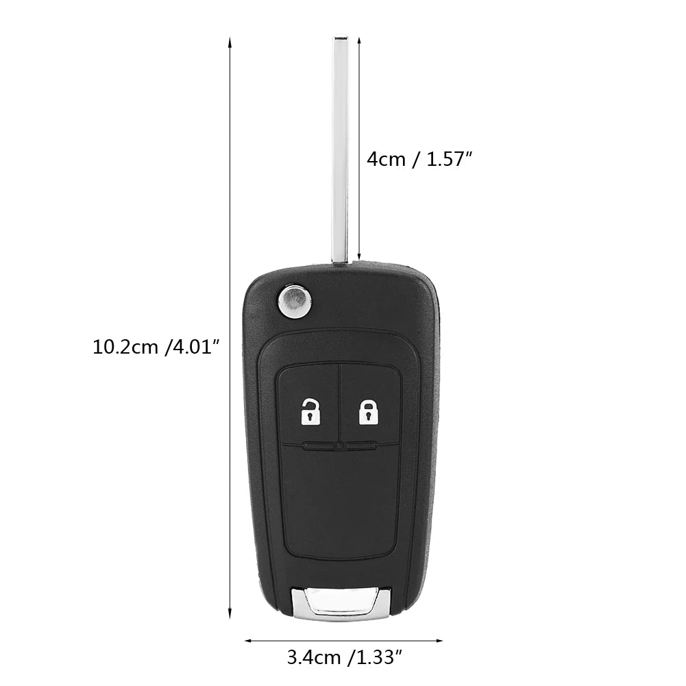 2-Button Flip Car Key Fob Shell Case with Uncut Blank Blade Car Key Fob Shell Qst