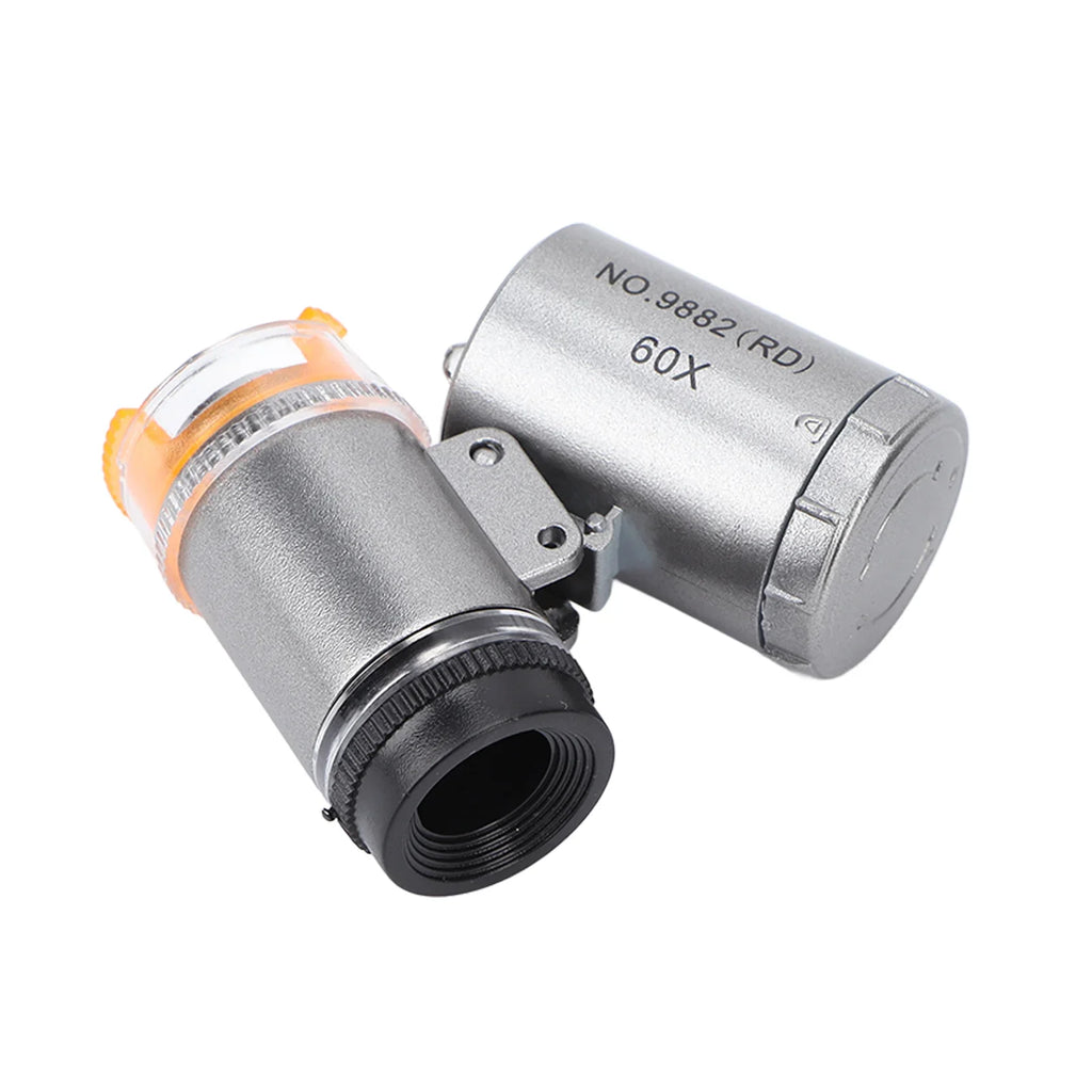 Mini Pocket Microscope 60X Magnification 2 LED & UV Light Pocket Microscope Qme
