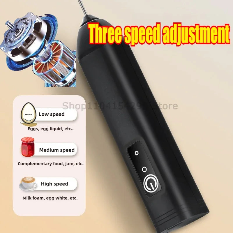 Wireless USB-C Electric Milk Frother Handheld Blender Stainless Electric Milk Frother Qme
