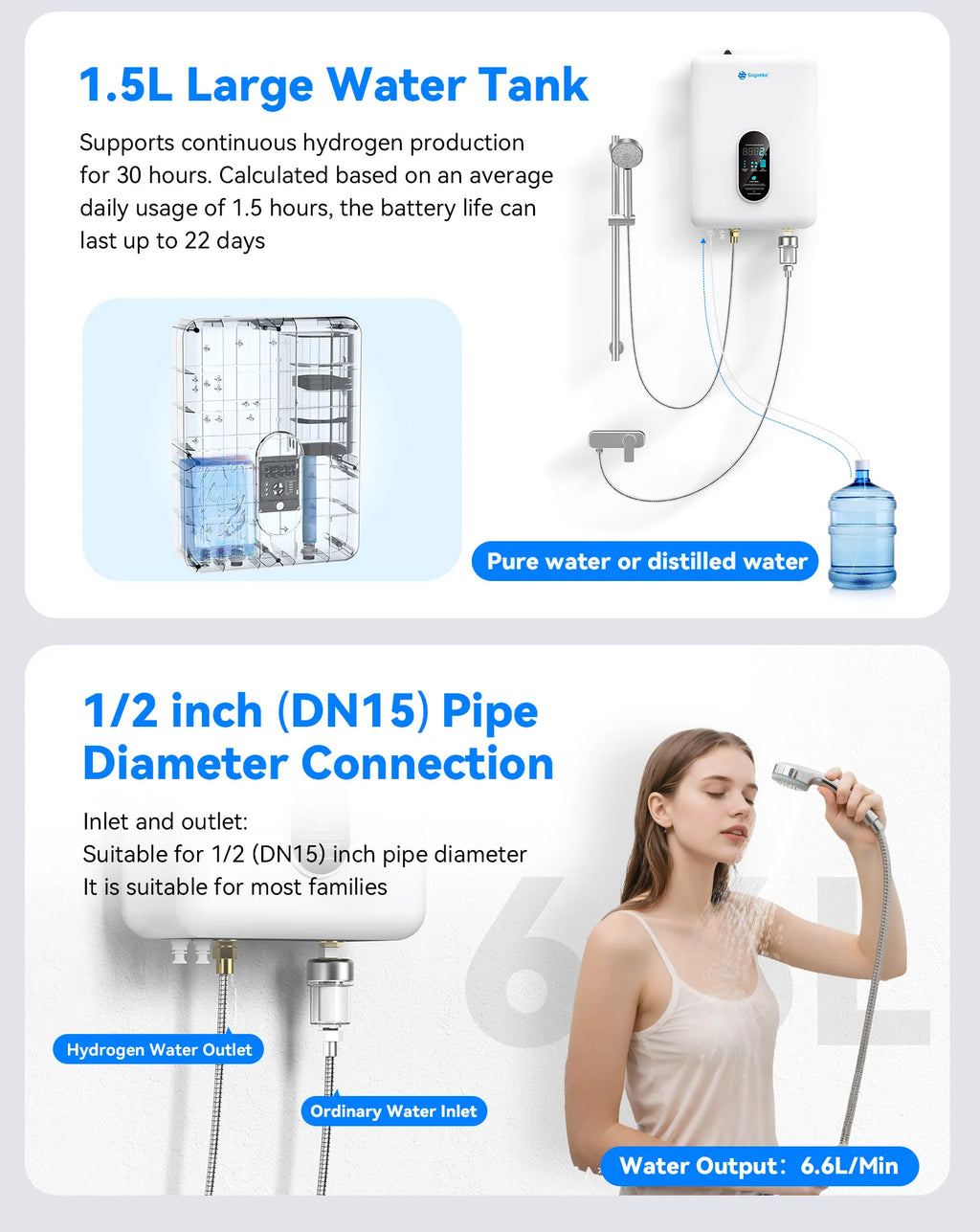 Suyzeko Wall-Mounted Hydrogen Spa Bath Generator | 2000ppb Hydrogen Bath Generator Qst