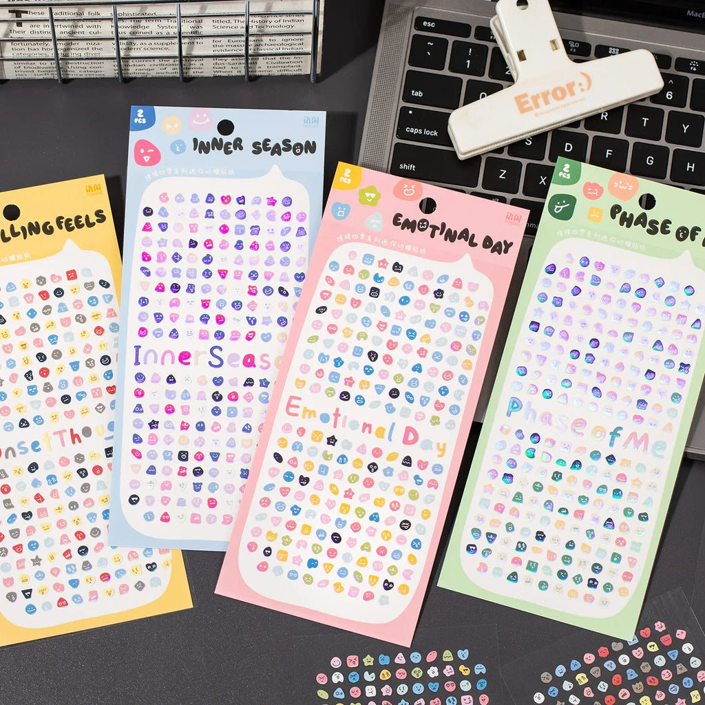 8 Sheets Cute Emoji Stickers – Nail Art, Scrapbooking & DIY Craft Sticker Sheets Qme