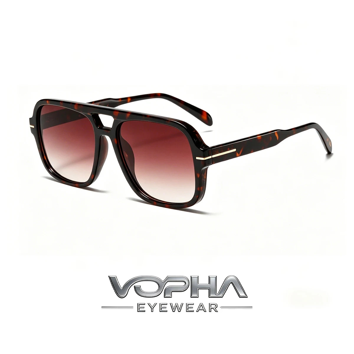 VOPHA Oversized Square Aviator Sunglasses UV400 Retro 70s Fashion Sunglasses Qst Tortoise tea