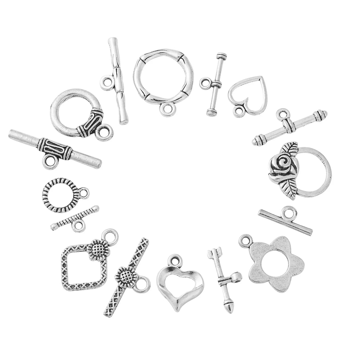 80-Set Tibetan Toggle Clasps Antique Silver – 8 Vintage Styles Jewelry Toggle Clasps Qme