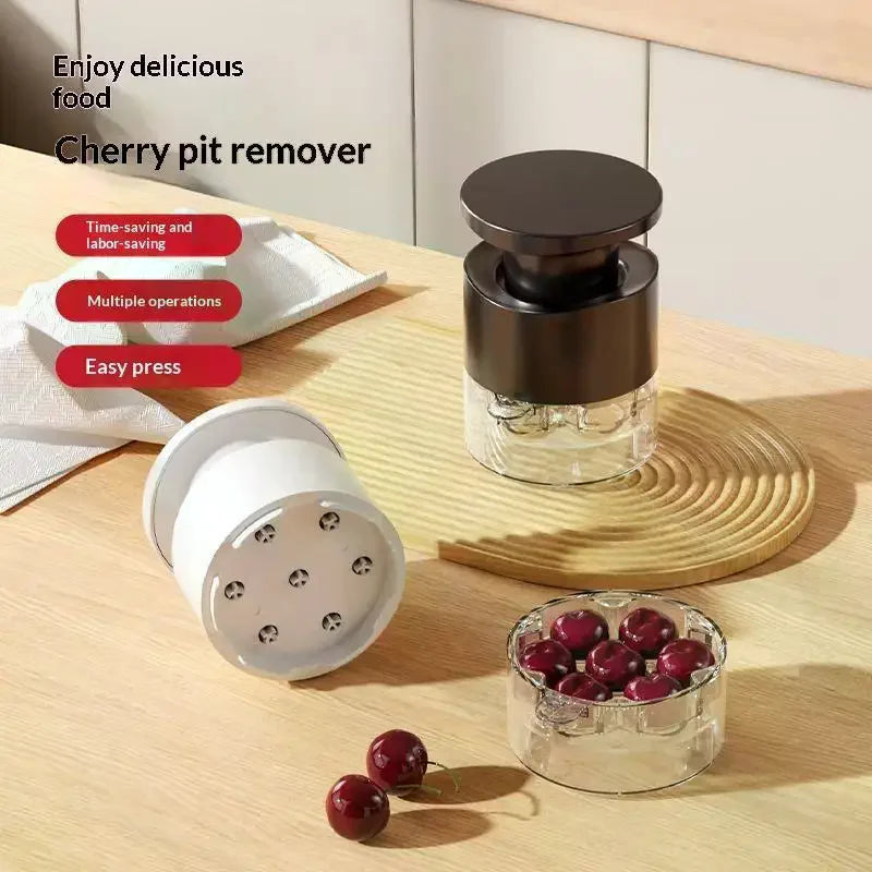 7-Hole Cherry Pitter Tool | Food-Grade BPA-Free, Non-Slip Cherry Pitter Tool Qme