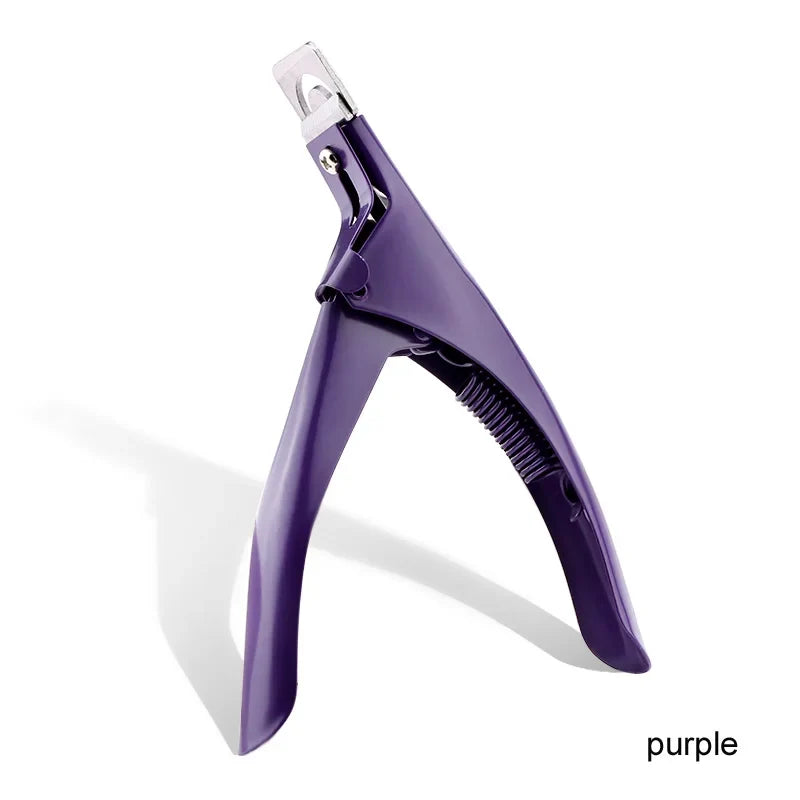 U-Shape False Nail Cutter – Stainless Steel Acrylic Tip Clipper Nail Tip Cutter Qme PURPLE