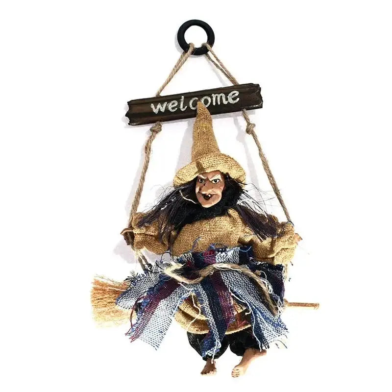 Witch Doll Hanging Halloween Decor – Flying Ghost Pendant Halloween Hanging Decor Qme Yellow