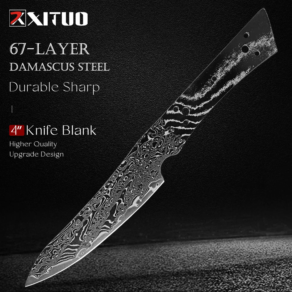 XITUO Damascus Steel Blank Blade – DIY Full Tang Knife Making Knife Making Blank Qst