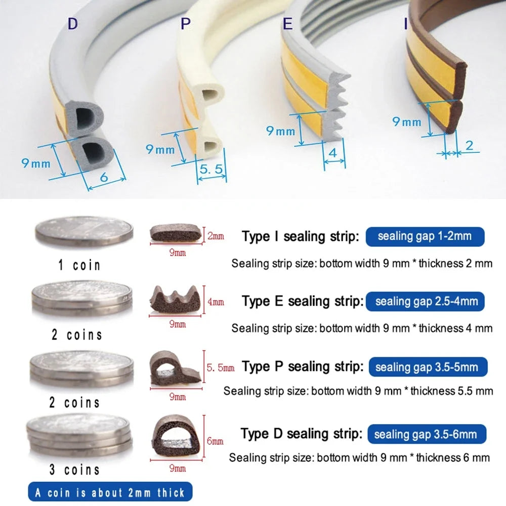 Self-Adhesive Rubber Foam Door & Window Weather Seal Tape Weather Seal Tape Qme