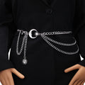 Women's Moon Star Waist Chain Belt – Gold & Silver Alloy Waist Chain Belt Qst Silver