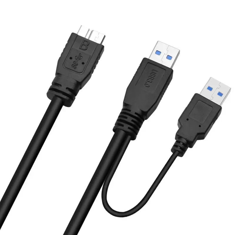 USB 3.0 Micro-B Hard Drive Cable with Dual USB Power Supply USB Data Cable Qme