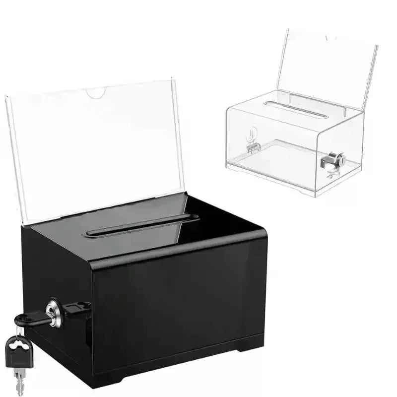 Acrylic Suggestion Box with Lock & Sign Holder | Tip Jar Acrylic Suggestion Box Qme