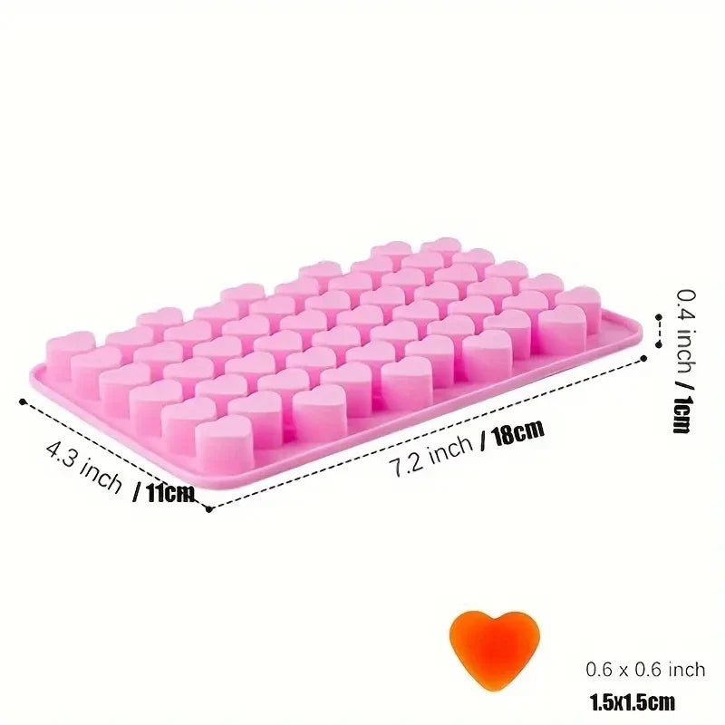 55 Mini Heart Silicone Mold – Chocolate, Candy, Ice & Soap Silicone Baking Mold Qme