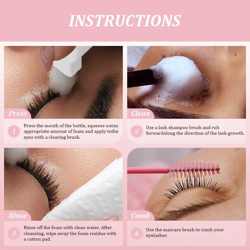 NATUAHANA Lash Shampoo Foaming Cleanser – Eyelash Extension Wash Lash Foaming Cleanser Qme