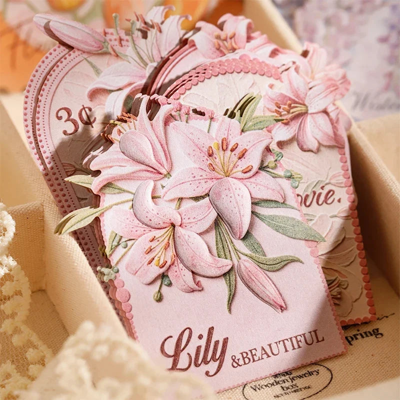 Vintage Floral Stamp Border Stickers – Junk Journal Collage Decorative Craft Stickers Qme