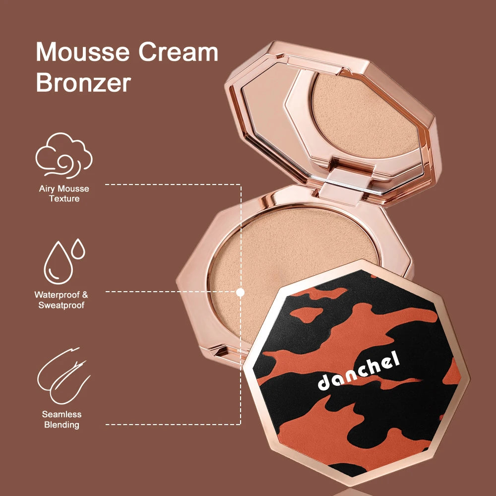 DANCHEL Souffle Mousse Contour Bronzer – Waterproof Long Wear Bronzer & Highlighter Qst