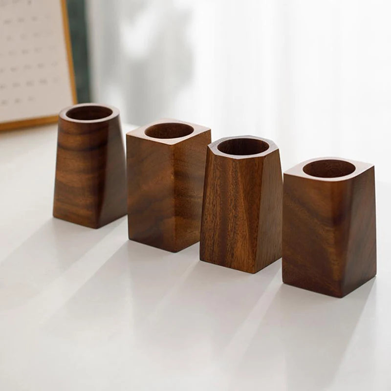 Black Walnut Wood Pen Holder – Polished Desk Organizer Wood Pen Holder Qst