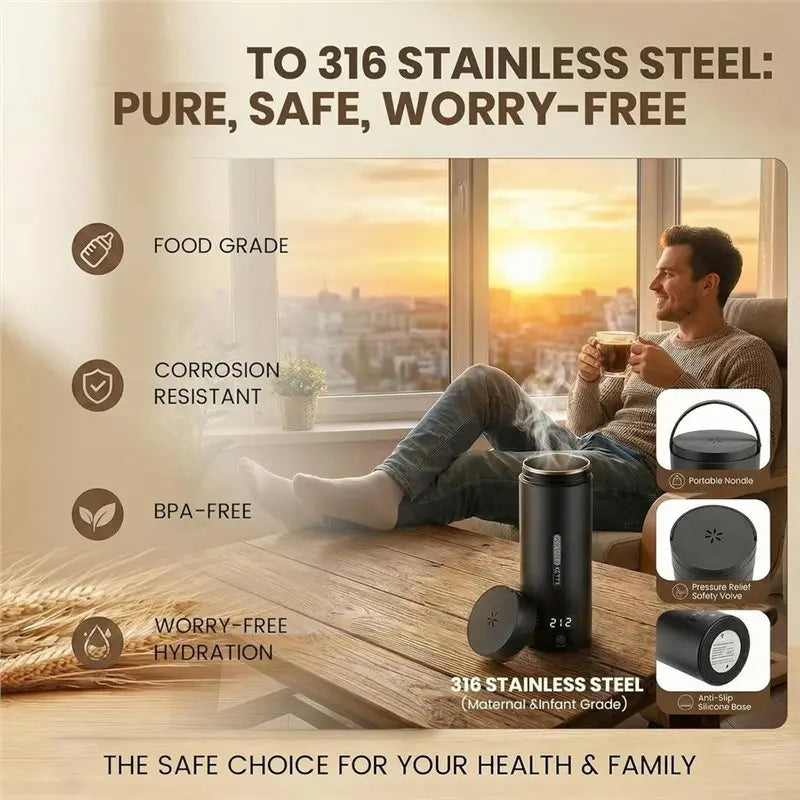 Portable Electric Travel Kettle 110V – 304 Stainless Steel 450ml Electric Travel Kettle Qst