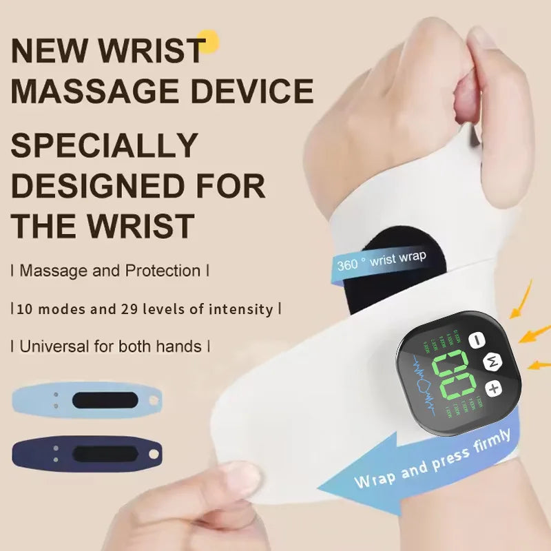 EMS Cordless Wrist Massager – 10 Modes, 29 Levels, Rechargeable Wrist Massager Qst