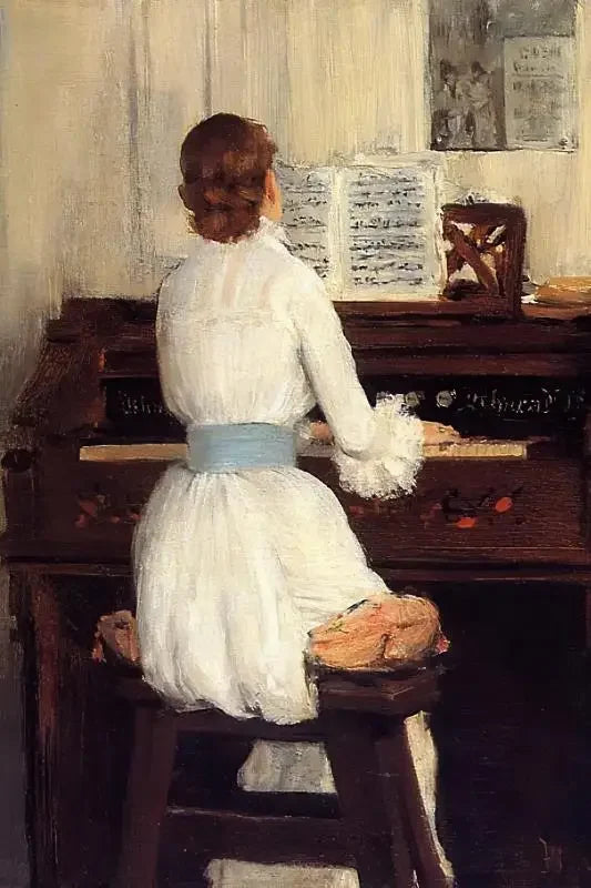 Vintage Piano Girl Aesthetic Canvas Wall Art Poster Print Canvas Wall Art Qst 2 50x70cm Unframed